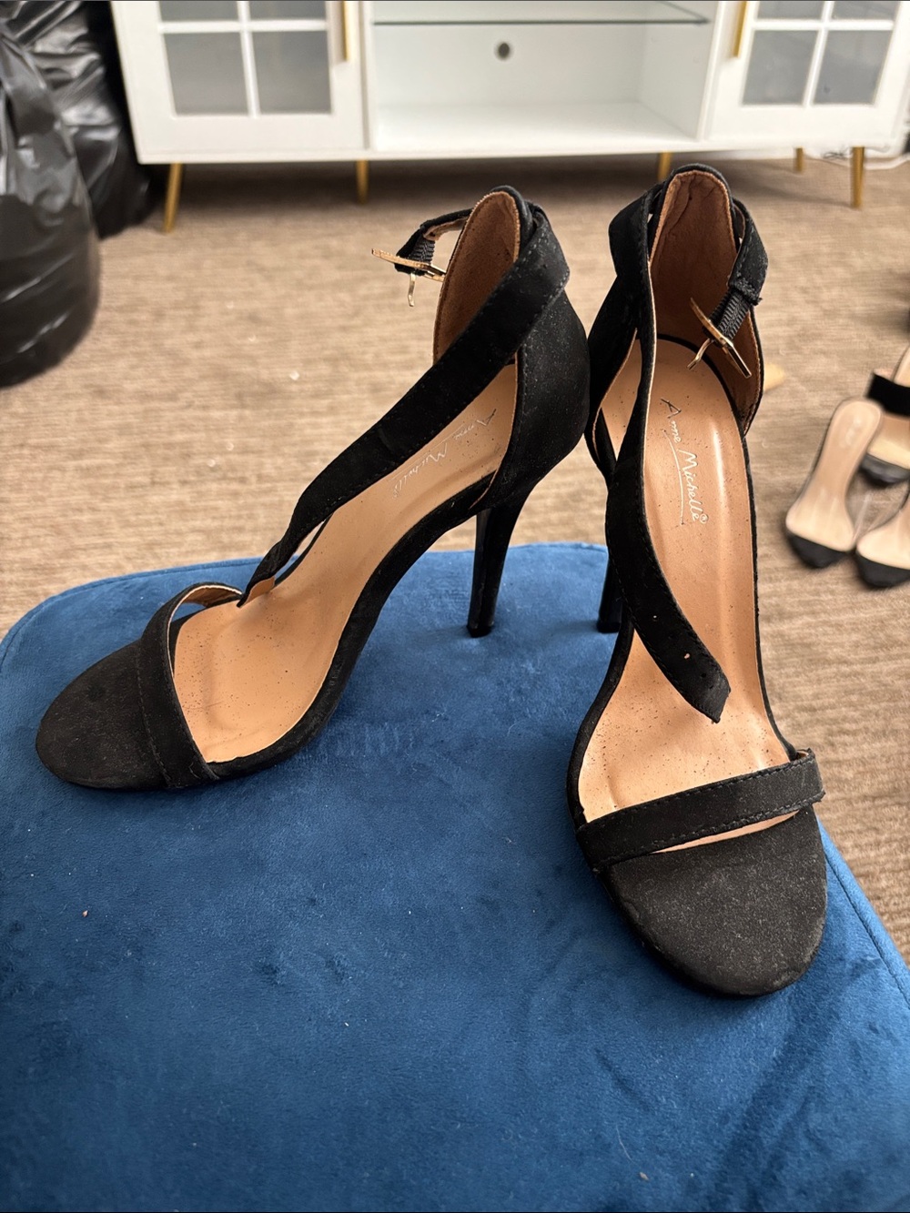 Black Strappy High Heel Sandals - Women